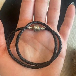Pandora Leather Double Loop Charm Bracelet Small